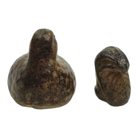 Napcoware Import Miniature Quail Squirrel Vintage 60s Ceramic Speckled Figurines - Picture 3 of 13